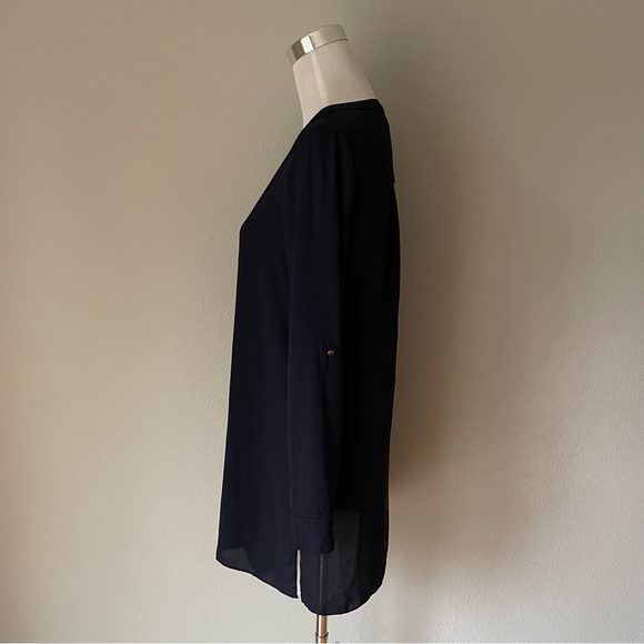 Joseph Ribkoff Made in Canada Navy Blue Asymmetric Blouse Size 4 - Picture 6 of 8